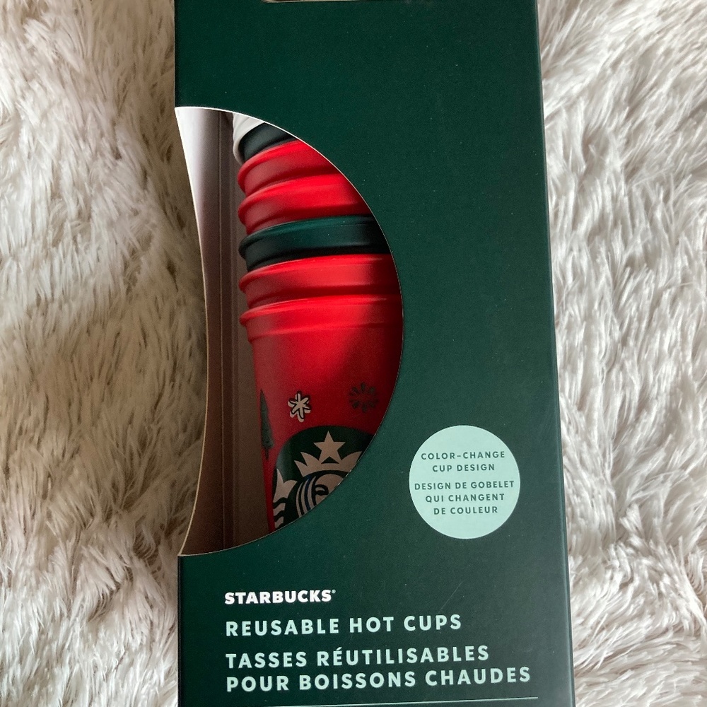 Starbucks Christmas 2022 Color changing reusable hot cups and lids